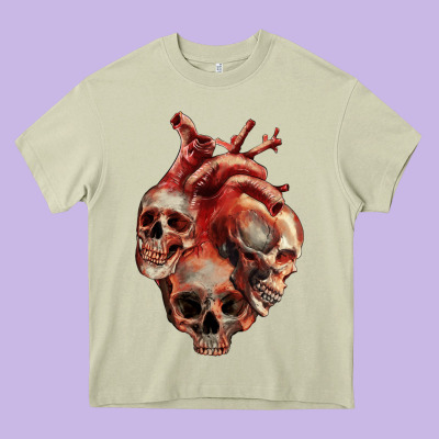 Heavy Core Tee Heart Skulls