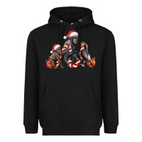 Black christmas chimpanzee and gorilla Heavyweight Hoodie - LillyAllenDesigns