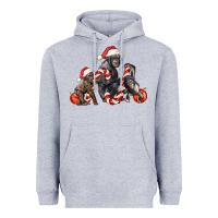 Heather Grey christmas chimpanzee and gorilla Heavyweight Hoodie - LillyAllenDesigns
