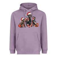 Lavender christmas chimpanzee and gorilla Heavyweight Hoodie - LillyAllenDesigns