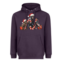 Plum christmas chimpanzee and gorilla Heavyweight Hoodie - LillyAllenDesigns