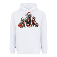 White christmas chimpanzee and gorilla Heavyweight Hoodie - LillyAllenDesigns