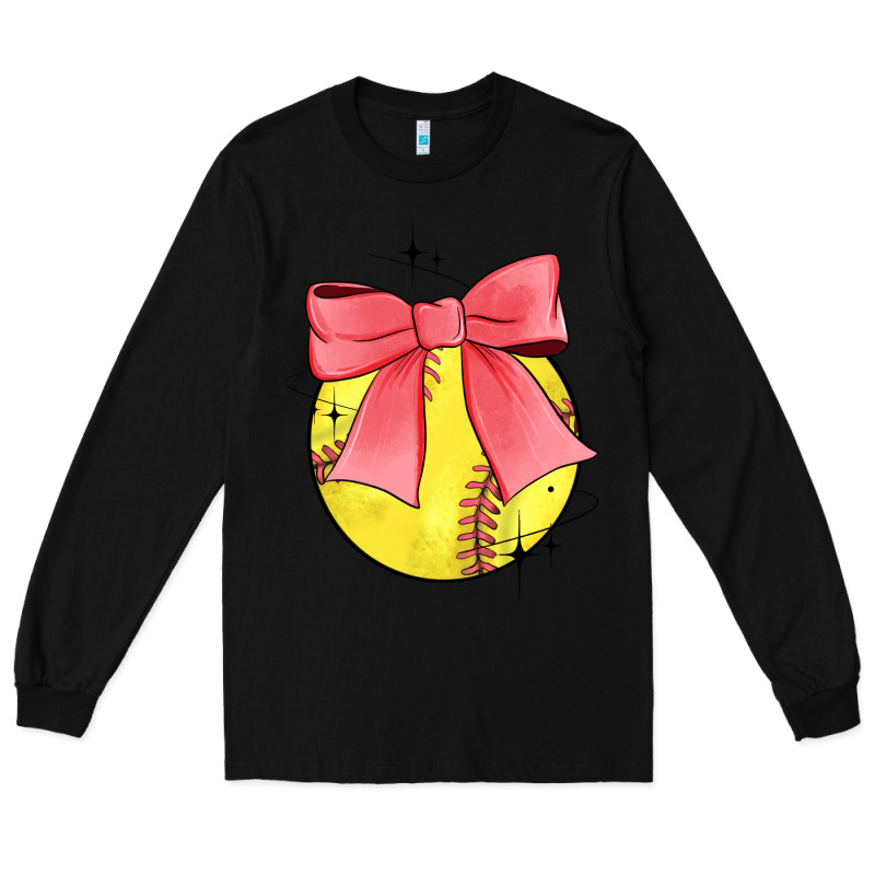 Coquette Softball Bow Long Sleeve Tee by JahusDesignShop | Teevron