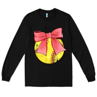 Black coquette softball bow Long Sleeve Tee - JahusDesignShop