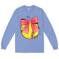 Colony Blue coquette softball bow Long Sleeve Tee - JahusDesignShop