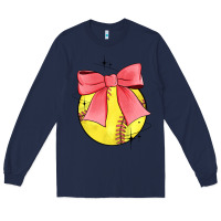 Navy coquette softball bow Long Sleeve Tee - JahusDesignShop