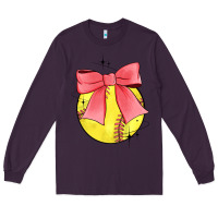 Plum coquette softball bow Long Sleeve Tee - JahusDesignShop