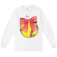 White coquette softball bow Long Sleeve Tee - JahusDesignShop