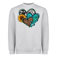 Heather Grey turquoise sunflower hearts Heavyweight Sweatshirt - Jasminsmagicworld