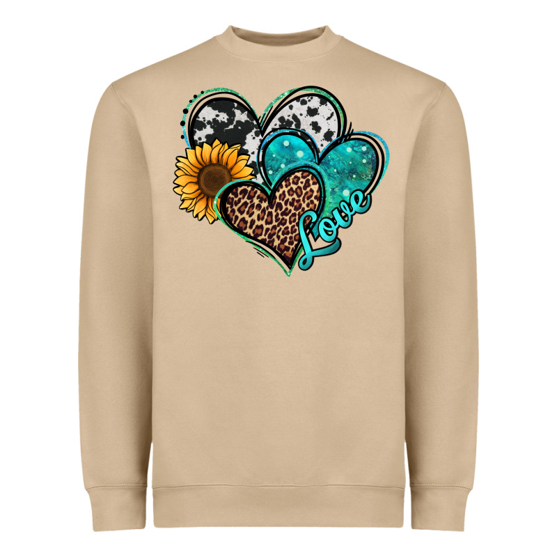 Turquoise Sunflower Hearts Heavyweight Sweatshirt by Jasminsmagicworld | Teevron