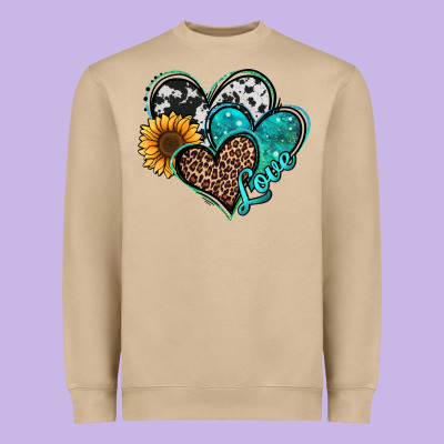 Turquoise Sunflower Hearts Heavyweight Sweatshirt Designed By Jasminsmagicworld