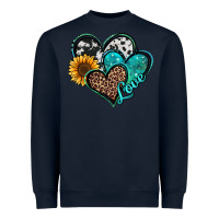 Navy turquoise sunflower hearts Heavyweight Sweatshirt - Jasminsmagicworld