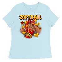Baby Blue Softball life afro girl sneakers Ladies Tee - RanaPortraitStore