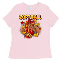 Bubblegum Pink Softball life afro girl sneakers Ladies Tee - RanaPortraitStore