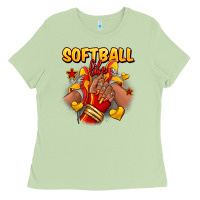 Matcha Softball life afro girl sneakers Ladies Tee - RanaPortraitStore