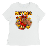 White Softball life afro girl sneakers Ladies Tee - RanaPortraitStore