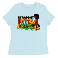 Baby Blue Straight outta Juneteenth Ladies Tee - RanaPortraitStore