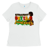White Straight outta Juneteenth Ladies Tee - RanaPortraitStore