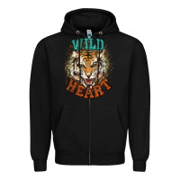 Black wild heart tiger college western Zipper Hoodie - NancyCooperArtShop