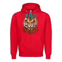 Red wild heart tiger college western Zipper Hoodie - NancyCooperArtShop