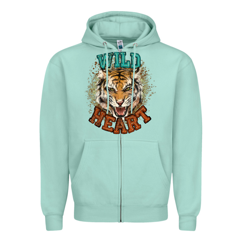 Wild Heart Tiger College Western Zipper Hoodie by NancyCooperArtShop | Teevron