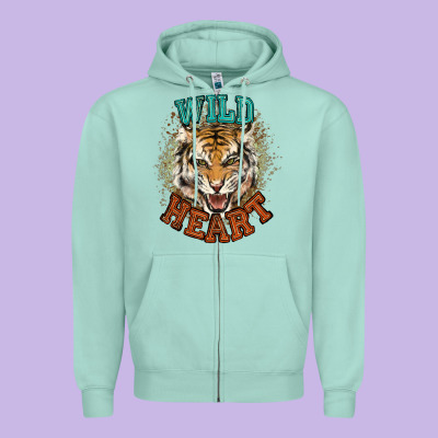 Wild Heart Tiger College Western Zipper Hoodie Designed By Nancycooperartshop
