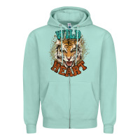 Seafoam wild heart tiger college western Zipper Hoodie - NancyCooperArtShop