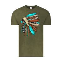 Vintage Olive indian headdress Vintage Tee - JahusDesignShop