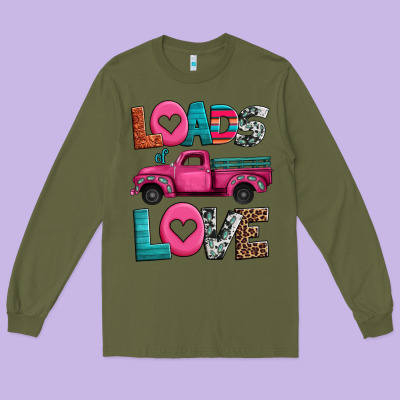 Loads Of Love Valentine's Day Truck Long Sleeve Tee Designed By Jasminsmagicworld