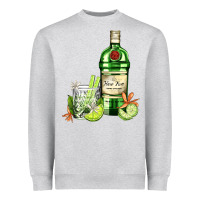 Heather Grey gin tonic bottle and cocktail Heavyweight Sweatshirt - AdoDesignShop