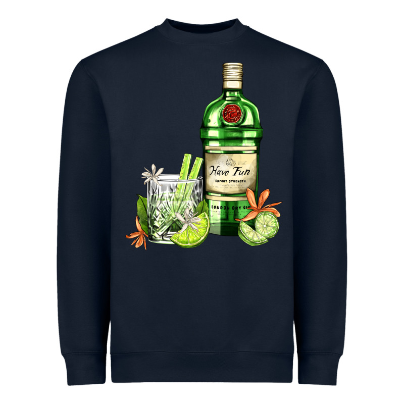 Gin Tonic Bottle And Cocktail Heavyweight Sweatshirt by AdoDesignShop | Teevron
