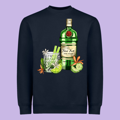 Gin Tonic Bottle And Cocktail Heavyweight Sweatshirt Designed By Adodesignshop