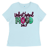 Baby Blue Unbothered mood 24:7 Ladies Tee - RanaPortraitStore