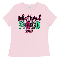 Bubblegum Pink Unbothered mood 24:7 Ladies Tee - RanaPortraitStore