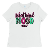 White Unbothered mood 24:7 Ladies Tee - RanaPortraitStore