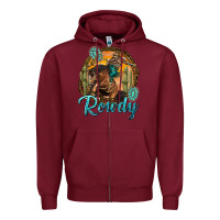 Burgundy western rowdy Zipper Hoodie - NancyCooperArtShop