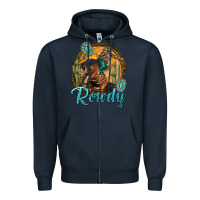 Navy western rowdy Zipper Hoodie - NancyCooperArtShop