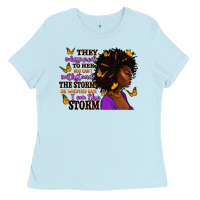Baby Blue They whispered to her afro woman Ladies Tee - RanaPortraitStore