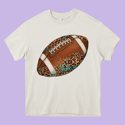 Western Football Leopard Turquoise Pattern Heavy Core Tee Designed By Artiststas