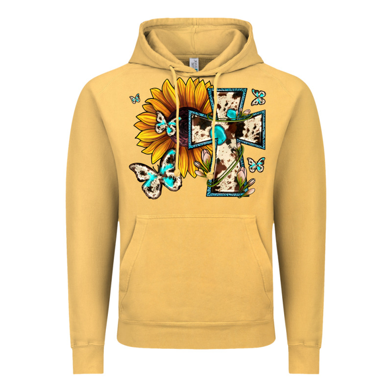 Cross With Sunflower Vintage Hoodie by JahusDesignShop | Teevron