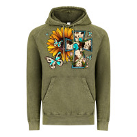 Vintage Olive cross with sunflower Vintage Hoodie - JahusDesignShop