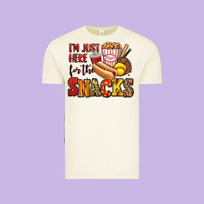 I'm Just Here For The Snacks Softball Vintage Tee Designed By Jasminsmagicworld