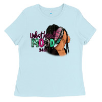 Baby Blue Unbothered mood 24:7 Ladies Tee - RanaPortraitStore