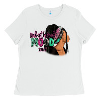 White Unbothered mood 24:7 Ladies Tee - RanaPortraitStore