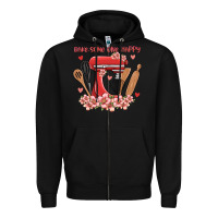 Black bake same one happy Zipper Hoodie - MaliasSmallBusiness