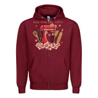 Burgundy bake same one happy Zipper Hoodie - MaliasSmallBusiness