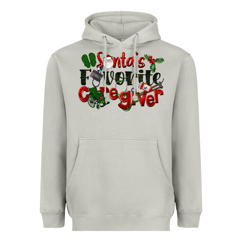 Santa's Favorite Caregiver Christmas Heavyweight Hoodie by LillyAllenDesigns | Teevron