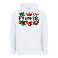 White Santa's Favorite Caregiver Christmas Heavyweight Hoodie - LillyAllenDesigns