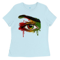 Baby Blue Watercolor Juneteenth eyes Ladies Tee - RanaPortraitStore
