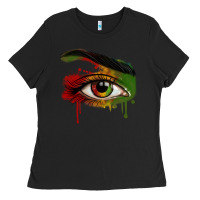 Black Watercolor Juneteenth eyes Ladies Tee - RanaPortraitStore